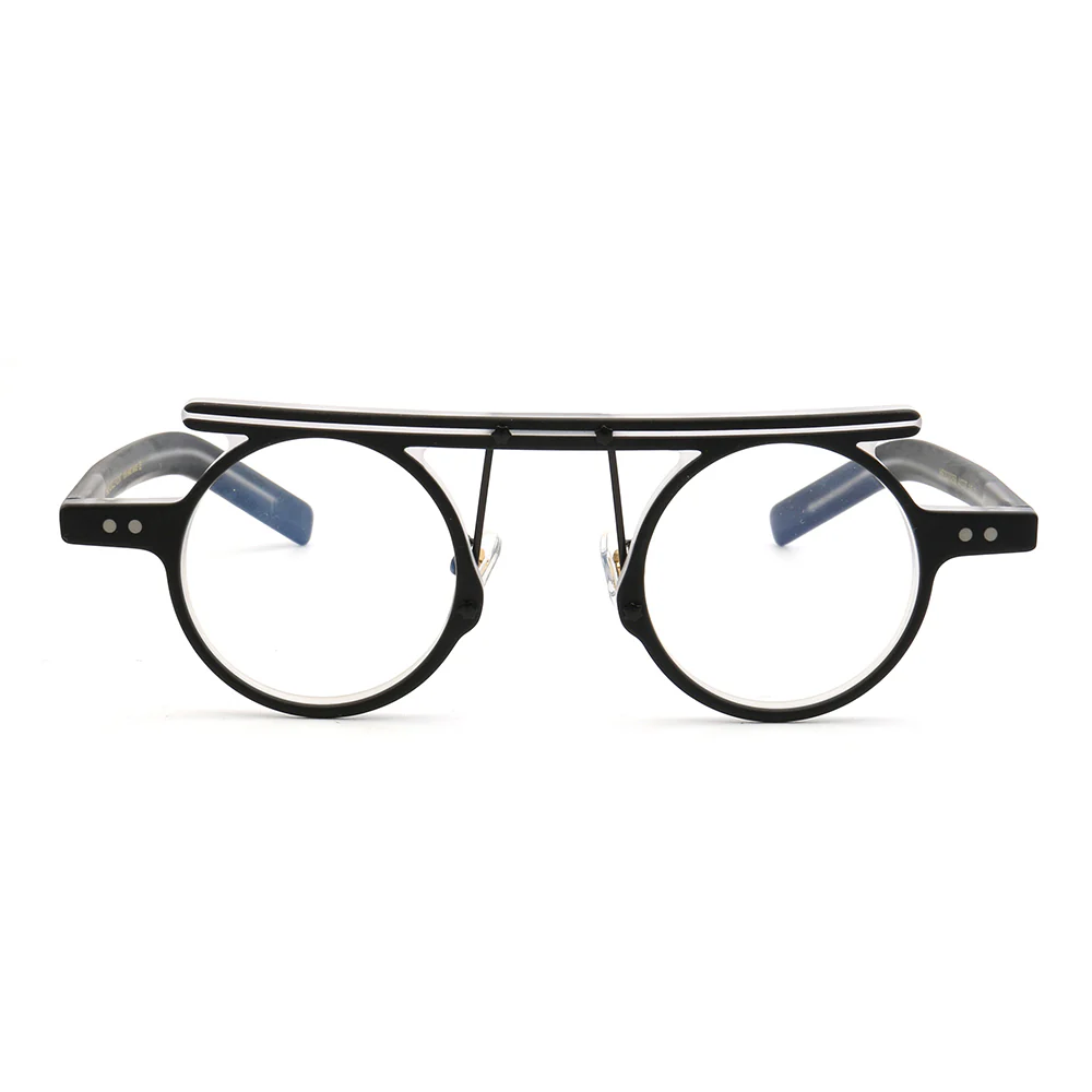 Hester | Retro Flat Top Vintage Glasses Frames Men | Round Nerd Stylish Women Eyeglasses Frames - Image 5