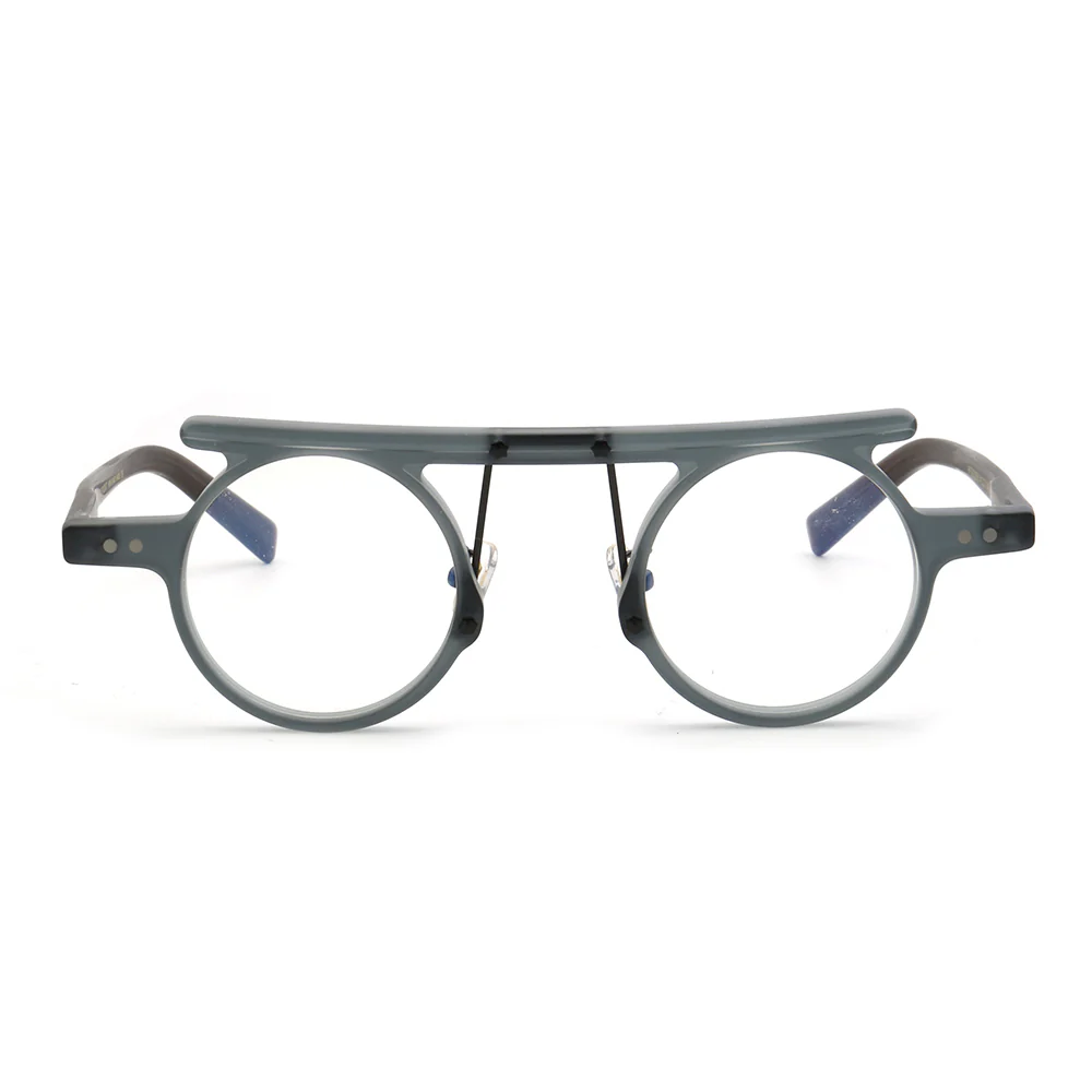 Hester | Retro Flat Top Vintage Glasses Frames Men | Round Nerd Stylish Women Eyeglasses Frames - Image 9