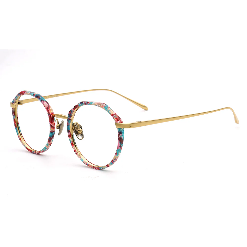 Layken | Stylish Round Floral Titanium Eyeglasses - Image 7