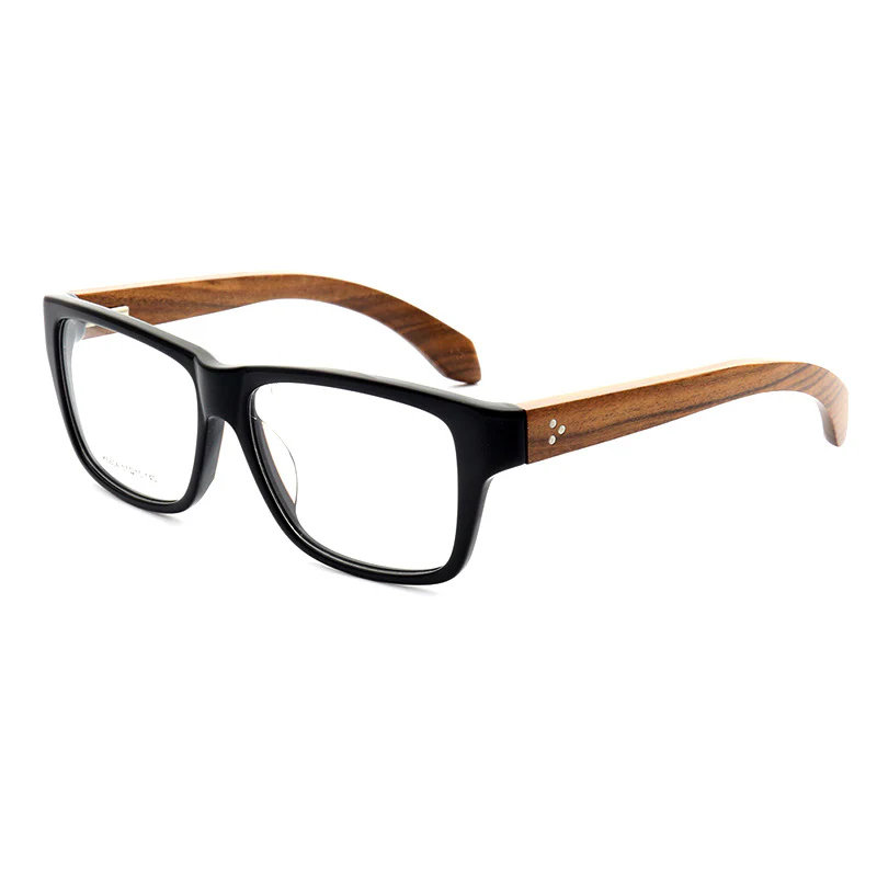 Lexington | Square Full Rim Wooden Eyeglasses | Modern Acetate Frames w/ Wood Temples - Image 3