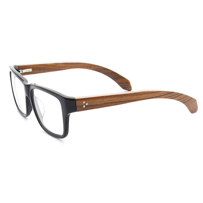 Lexington | Square Full Rim Wooden Eyeglasses | Modern Acetate Frames w/ Wood Temples - Image 4
