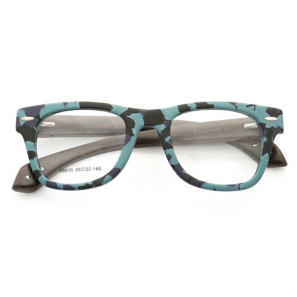 Francis | Patterned Square Wood Eyeglasses | Acetate Frame w/ Wooden Temples - Image 11
