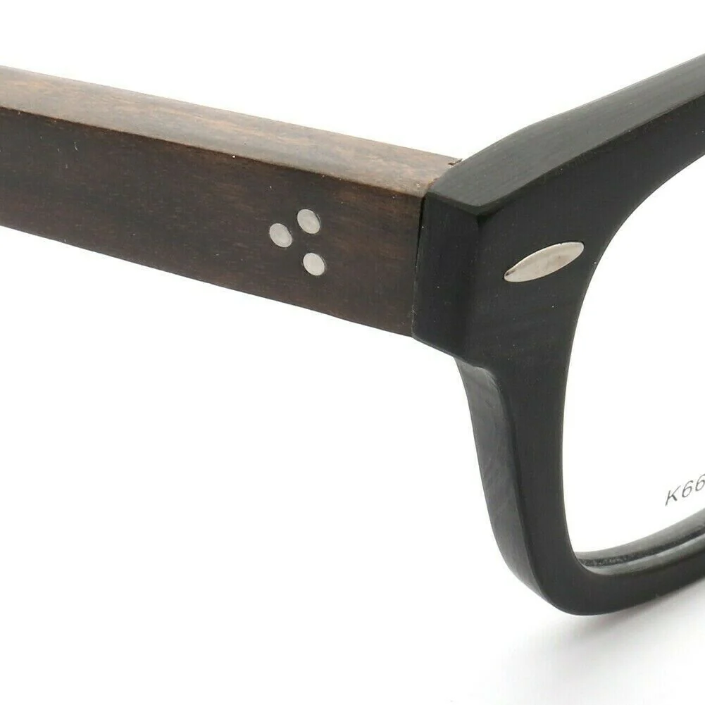 Francis | Patterned Square Wood Eyeglasses | Acetate Frame w/ Wooden Temples - Image 12