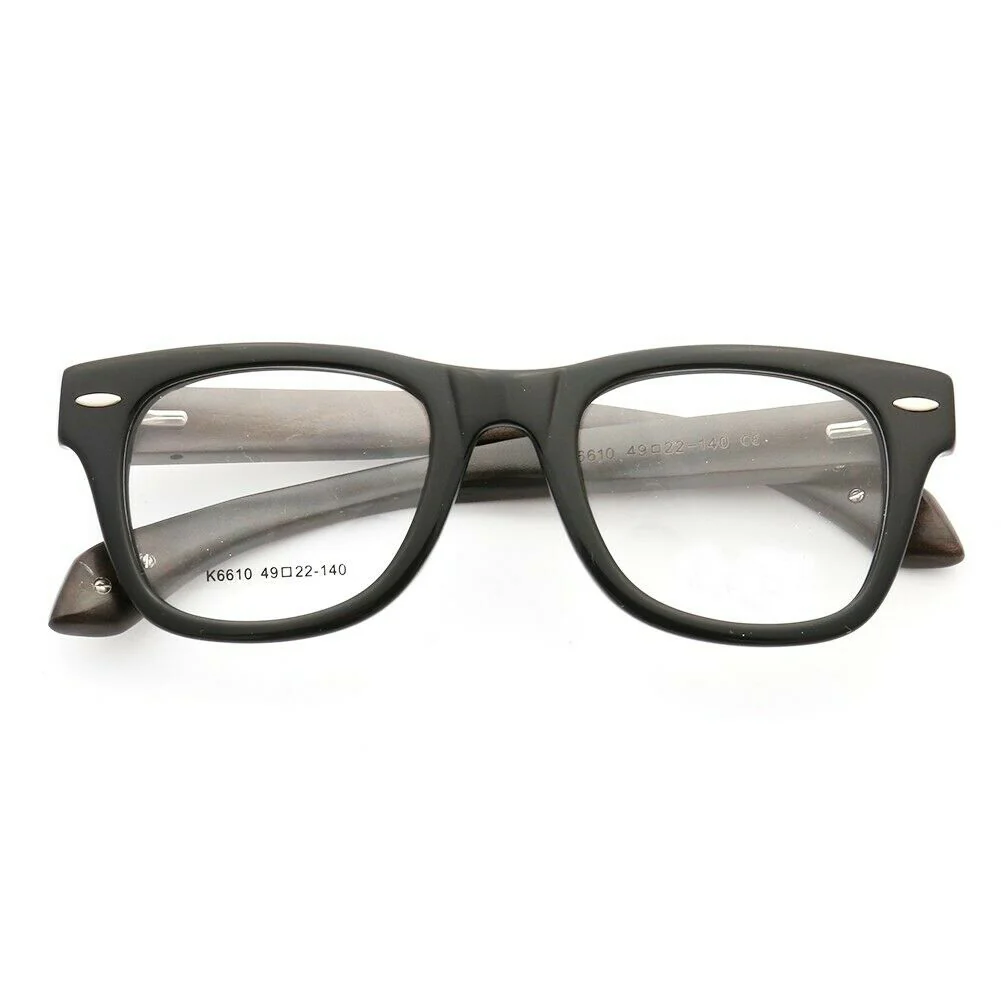 Francis | Patterned Square Wood Eyeglasses | Acetate Frame w/ Wooden Temples - Image 3