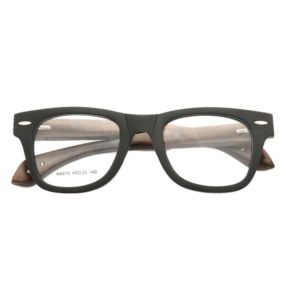 Francis | Patterned Square Wood Eyeglasses | Acetate Frame w/ Wooden Temples - Image 5
