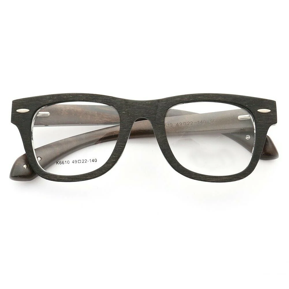 Francis | Patterned Square Wood Eyeglasses | Acetate Frame w/ Wooden Temples - Image 9
