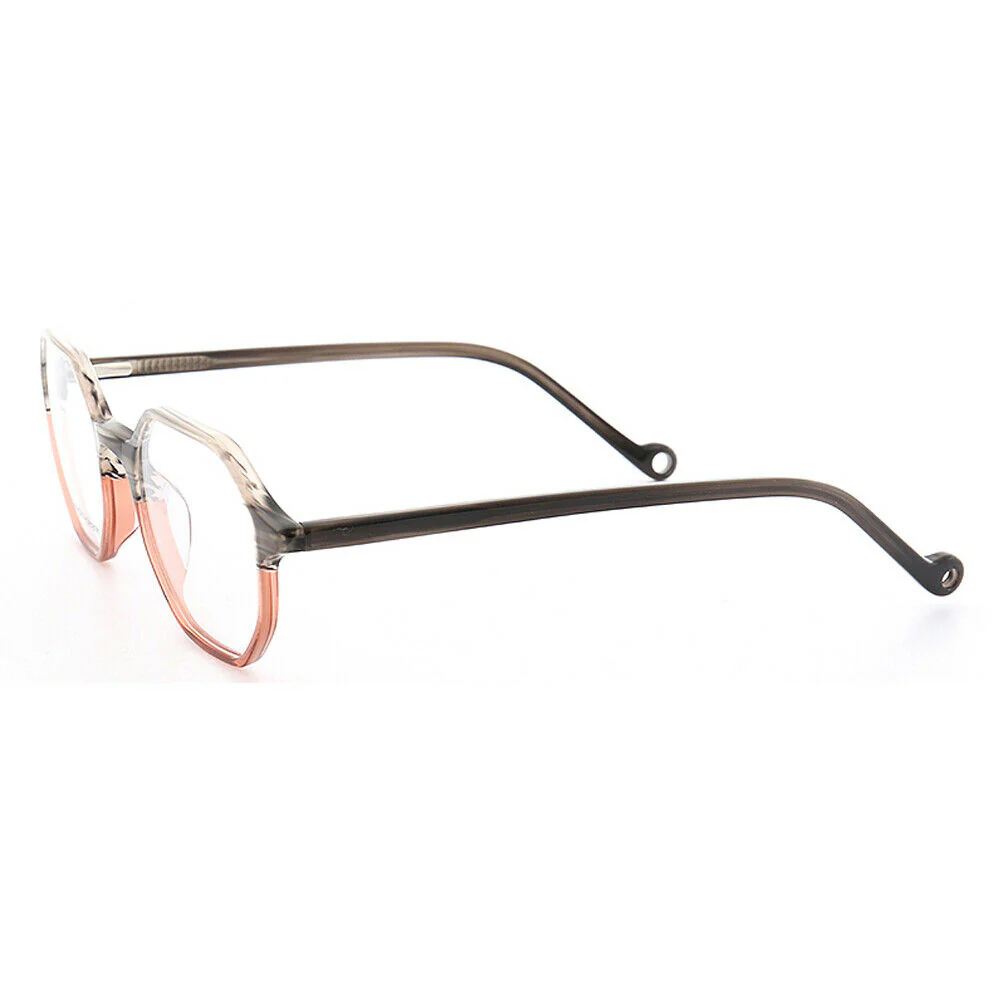 Blake | Polygon Shaped Acetate Eyeglasses | Two Toned Glasses For Men & Women - Image 3
