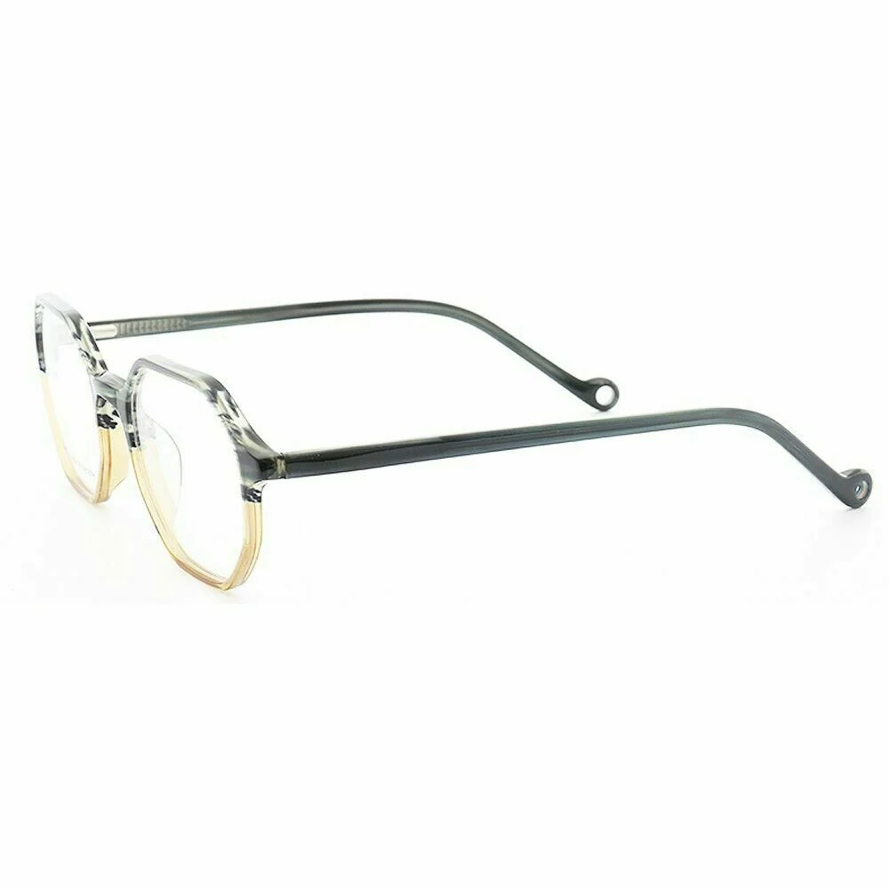 Blake | Polygon Shaped Acetate Eyeglasses | Two Toned Glasses For Men & Women - Image 7