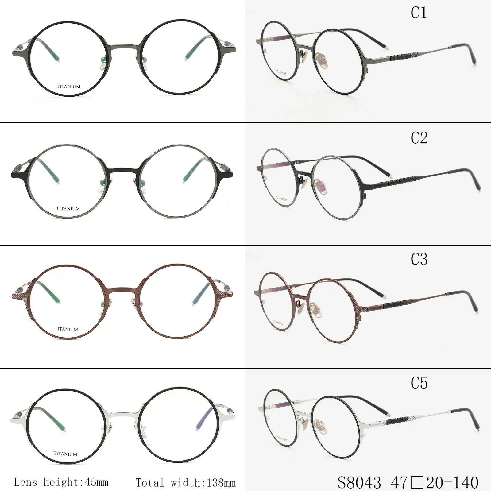 Leon | Retro Round Titanium Optical Glasses Frames - Image 10