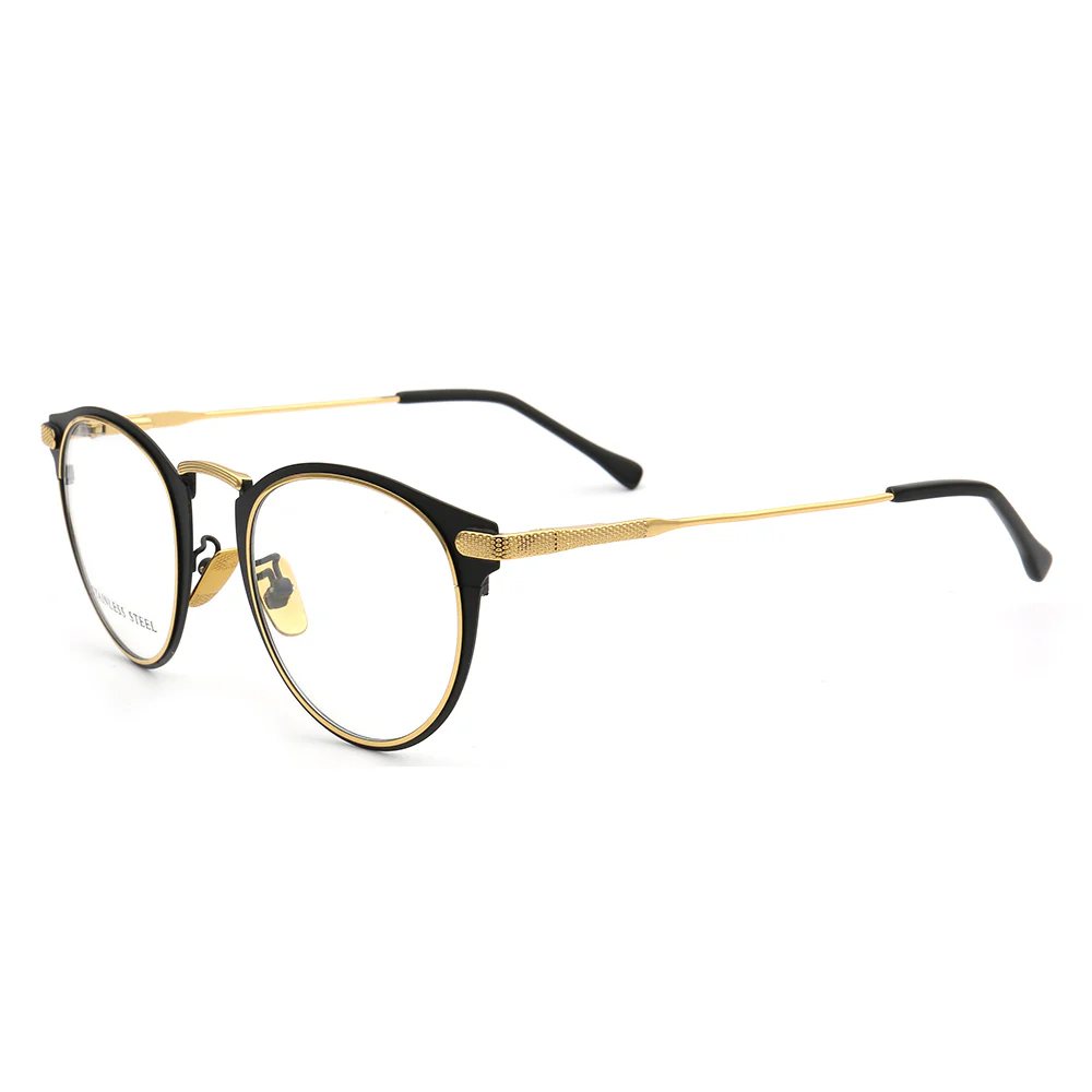 Tate | Vintage Round Stainless Steel Eyeglasses For Men & Women | Lightweight Modern Glasses Frames - Image 3