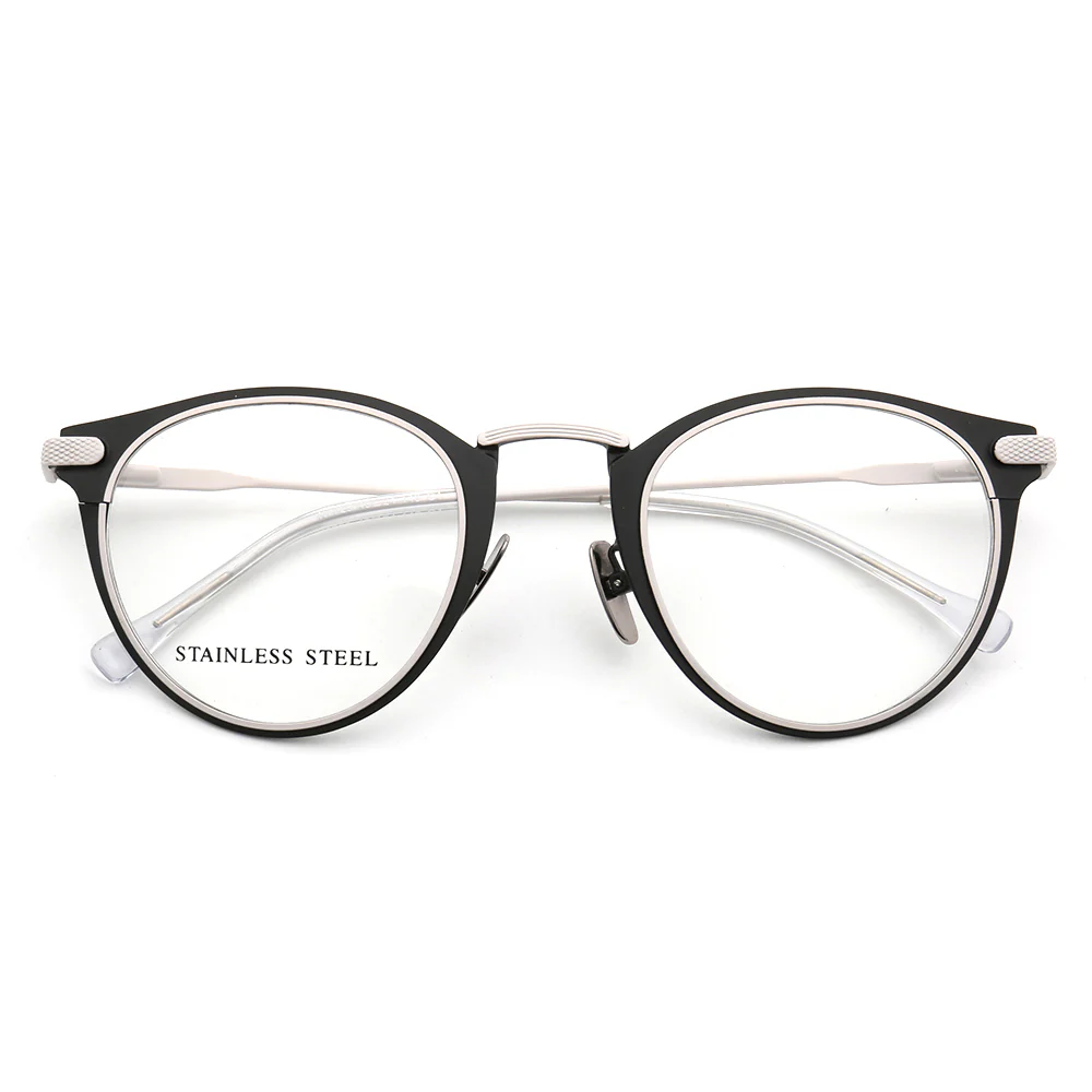 Tate | Vintage Round Stainless Steel Eyeglasses For Men & Women | Lightweight Modern Glasses Frames - Image 4