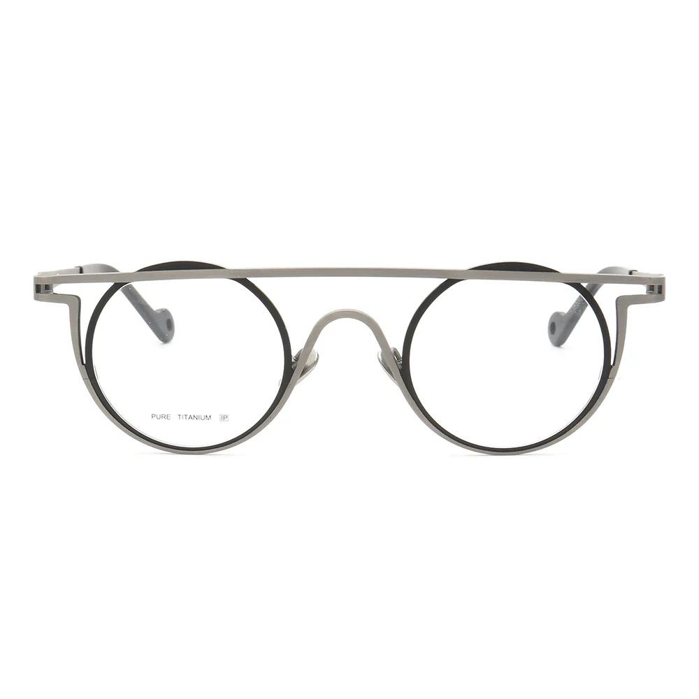 Quinn | Round Flat Top Pure Titanium Eyewear Frames | Funky Geometric Glasses For Men & Women - Image 11