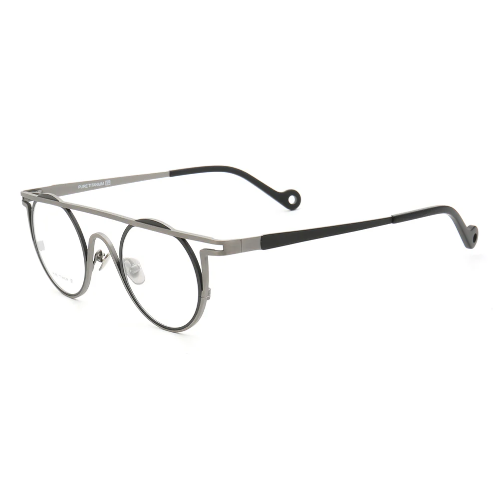 Quinn | Round Flat Top Pure Titanium Eyewear Frames | Funky Geometric Glasses For Men & Women - Image 12