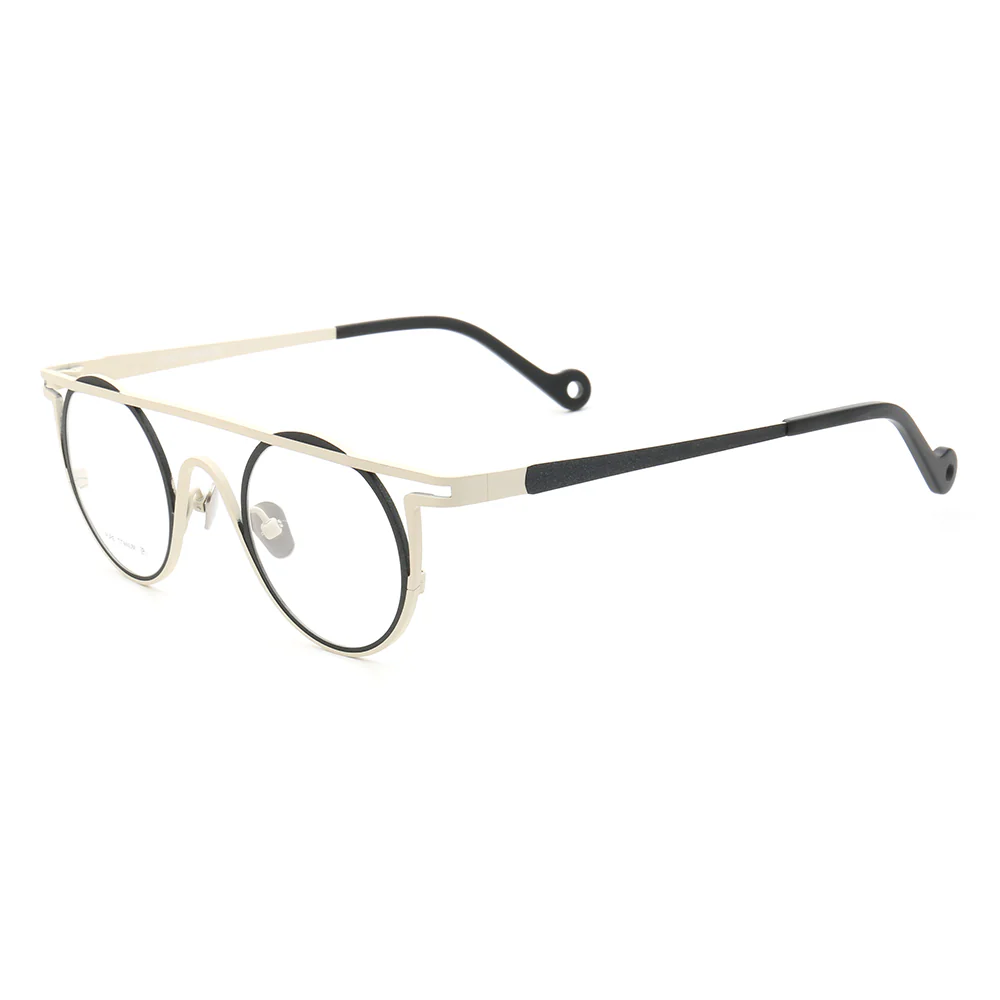 Quinn | Round Flat Top Pure Titanium Eyewear Frames | Funky Geometric Glasses For Men & Women - Image 7