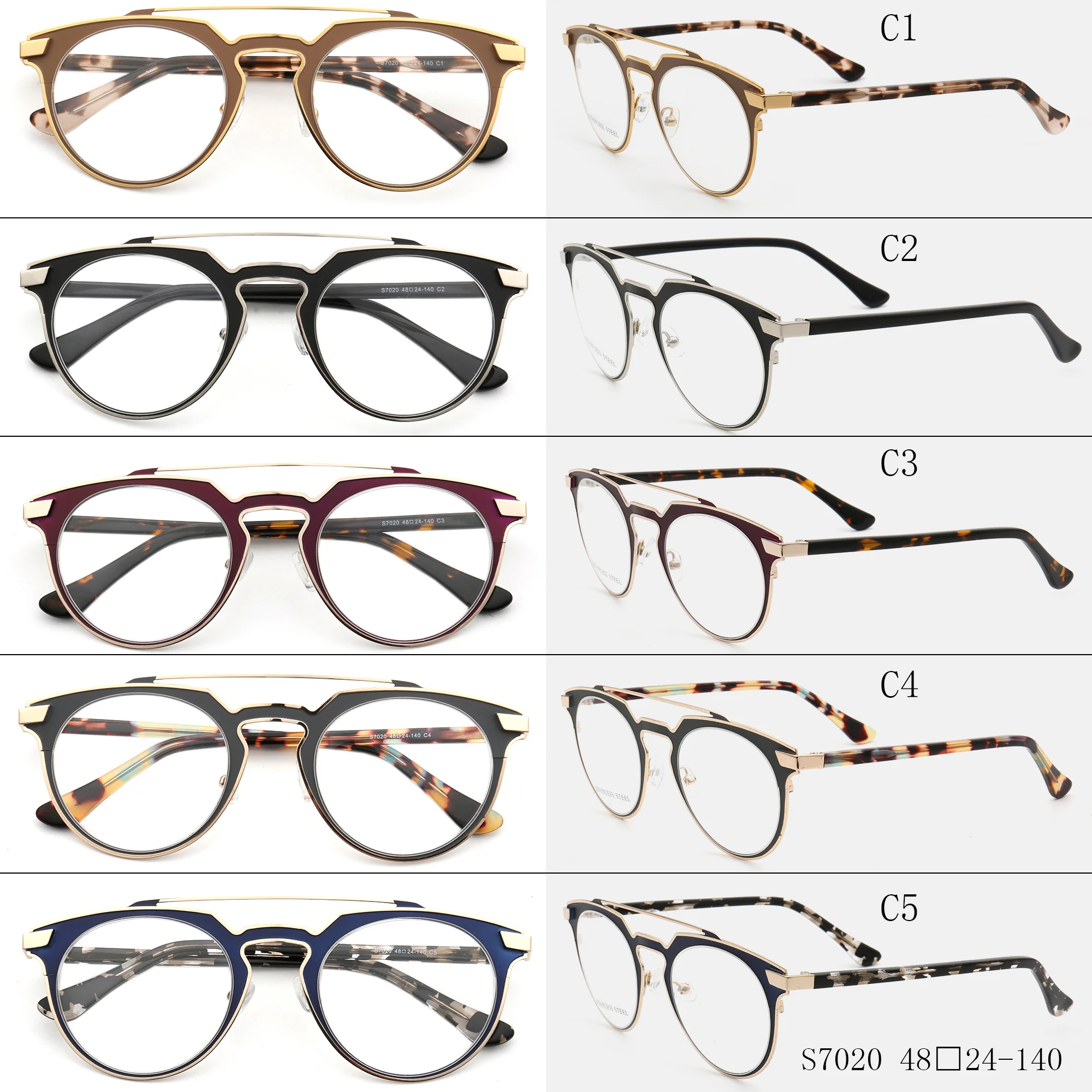 Faulkner | Round Mens Stainless Steel Glasses Frames | Double Bridge Womens Metal Eyeglasses Frames Vintage - Image 22