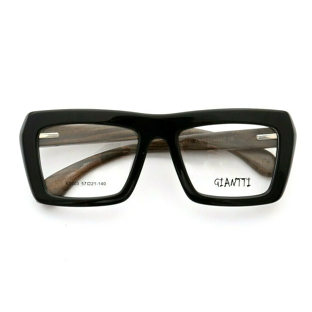 Garland | Retro Oversized Wooden Eyeglasses For Men & Women | Acetate Frame w/ Wood Temples - Image 3