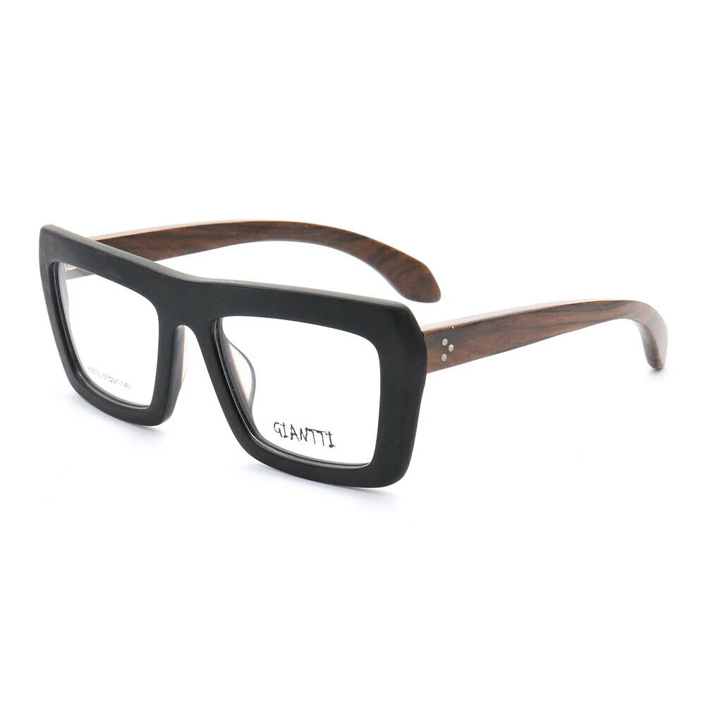Garland | Retro Oversized Wooden Eyeglasses For Men & Women | Acetate Frame w/ Wood Temples - Image 4